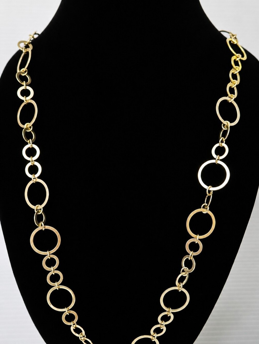 Chicos Gold Tone Open Circle Link Statement Necklace Adjustable
